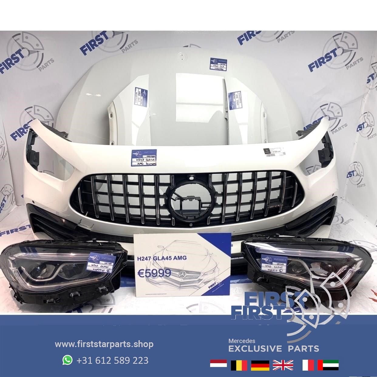 H247 GLA45S GLA45 GLA 45 KLASSE AMG VOORKOP WIT GT 2019-2023, Auto-onderdelen, Gebruikt, -, Voor, Ophalen of Verzenden
