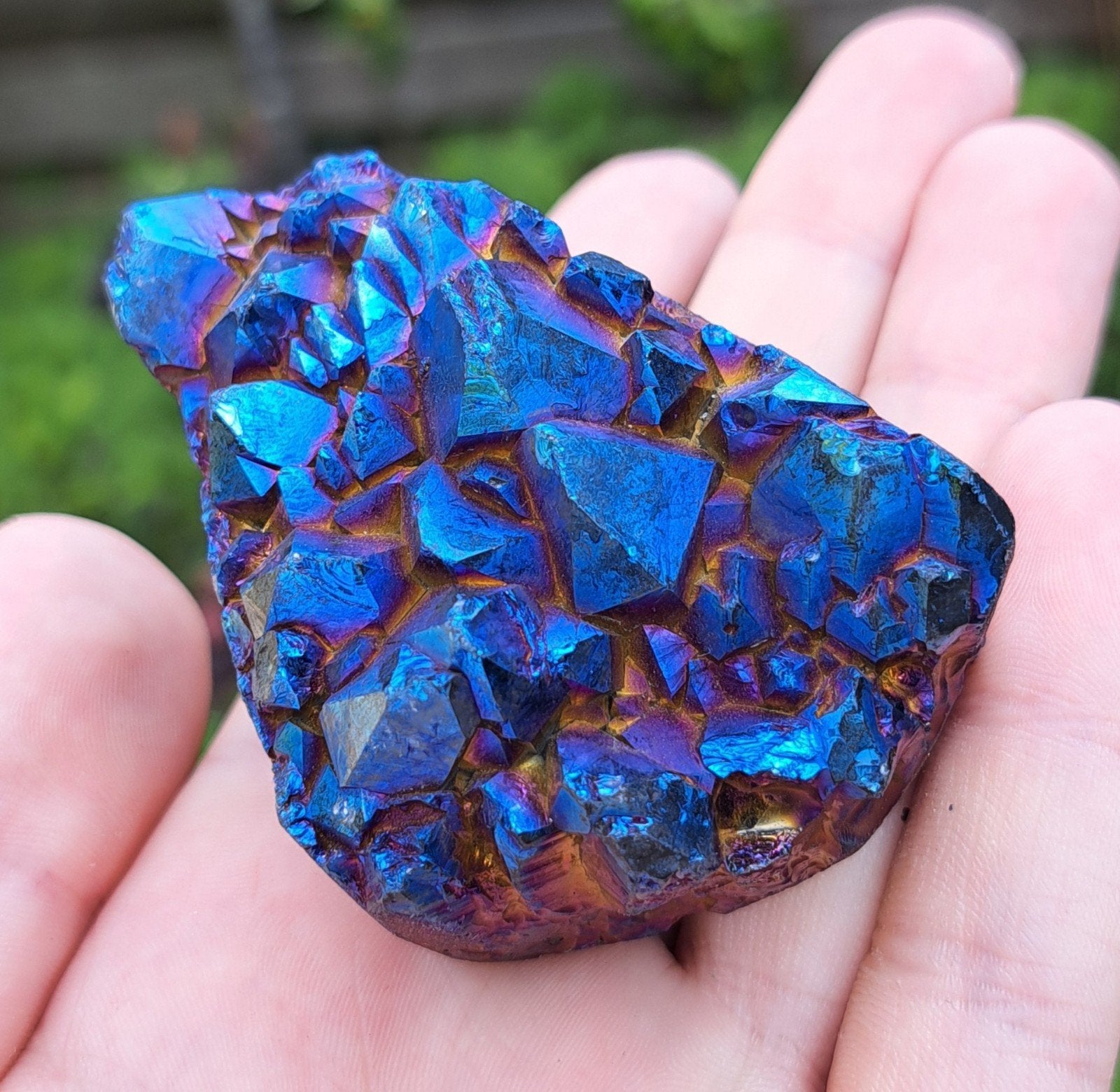 Blauwe Bergkristal Aura cluster edelsteen mineralen stenen, Ophalen of Verzenden