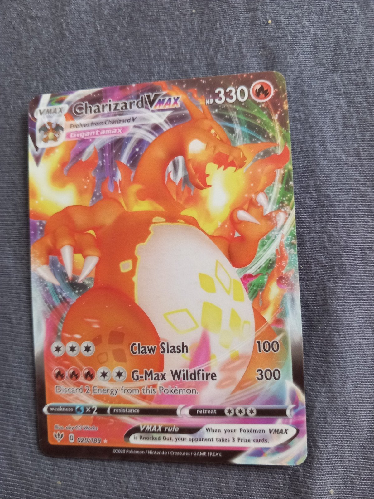 charizard vmax, Ophalen of Verzenden, Zo goed als nieuw, Losse kaart, Foil