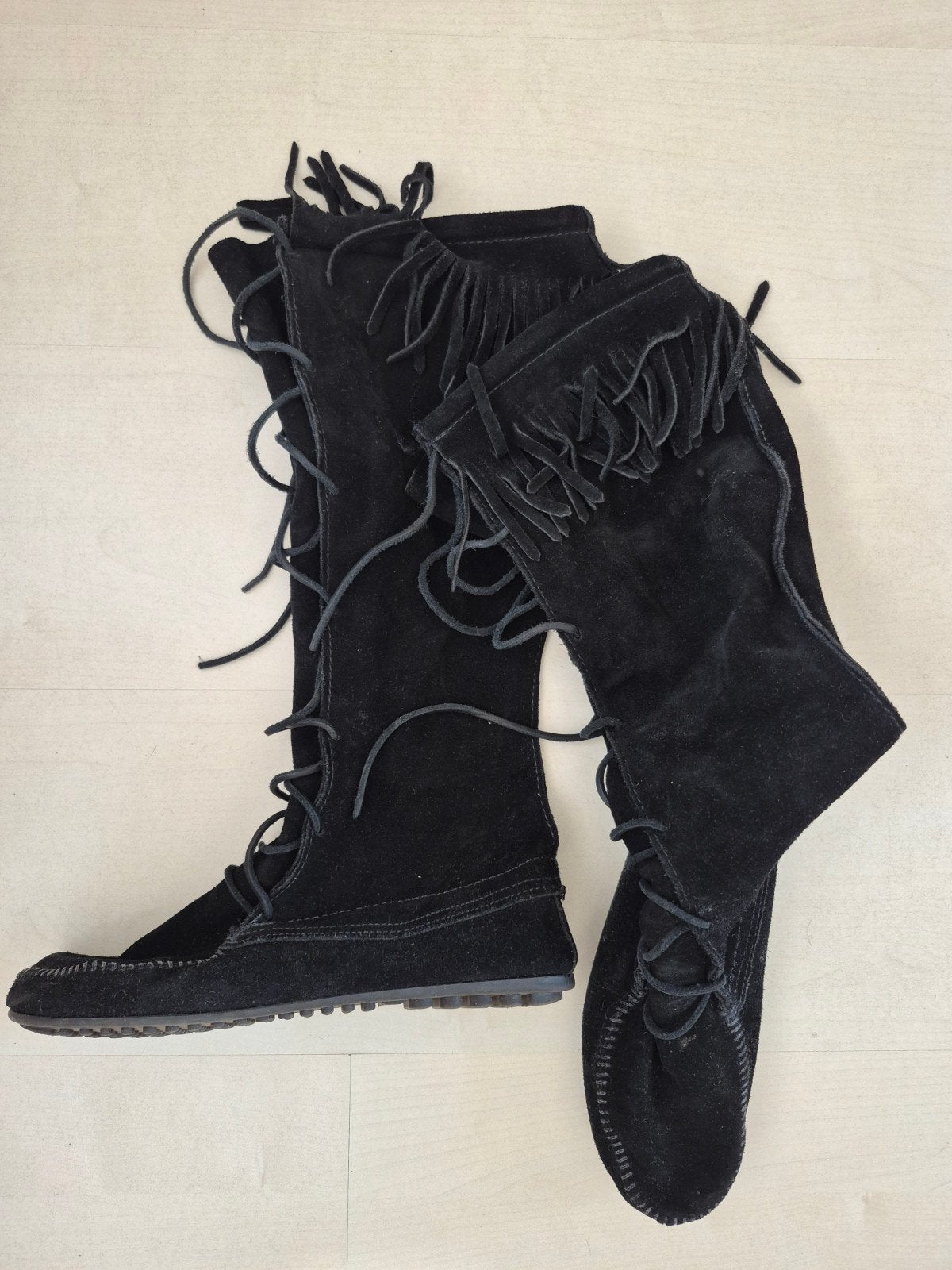 Minnetonka originele zwarte suède hoge laarzen maat 41, Hoge laarzen, Zwart, Ophalen of Verzenden, Minnetonka