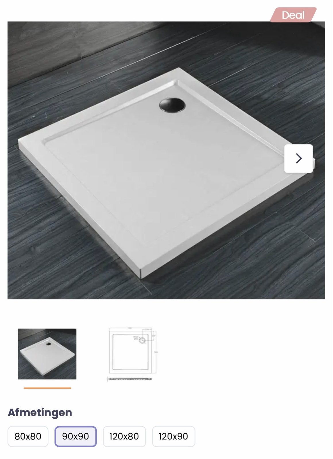 Nieuwe Douchebak 90x90 cm - Wit, Ophalen of Verzenden, Nieuw, Douche
