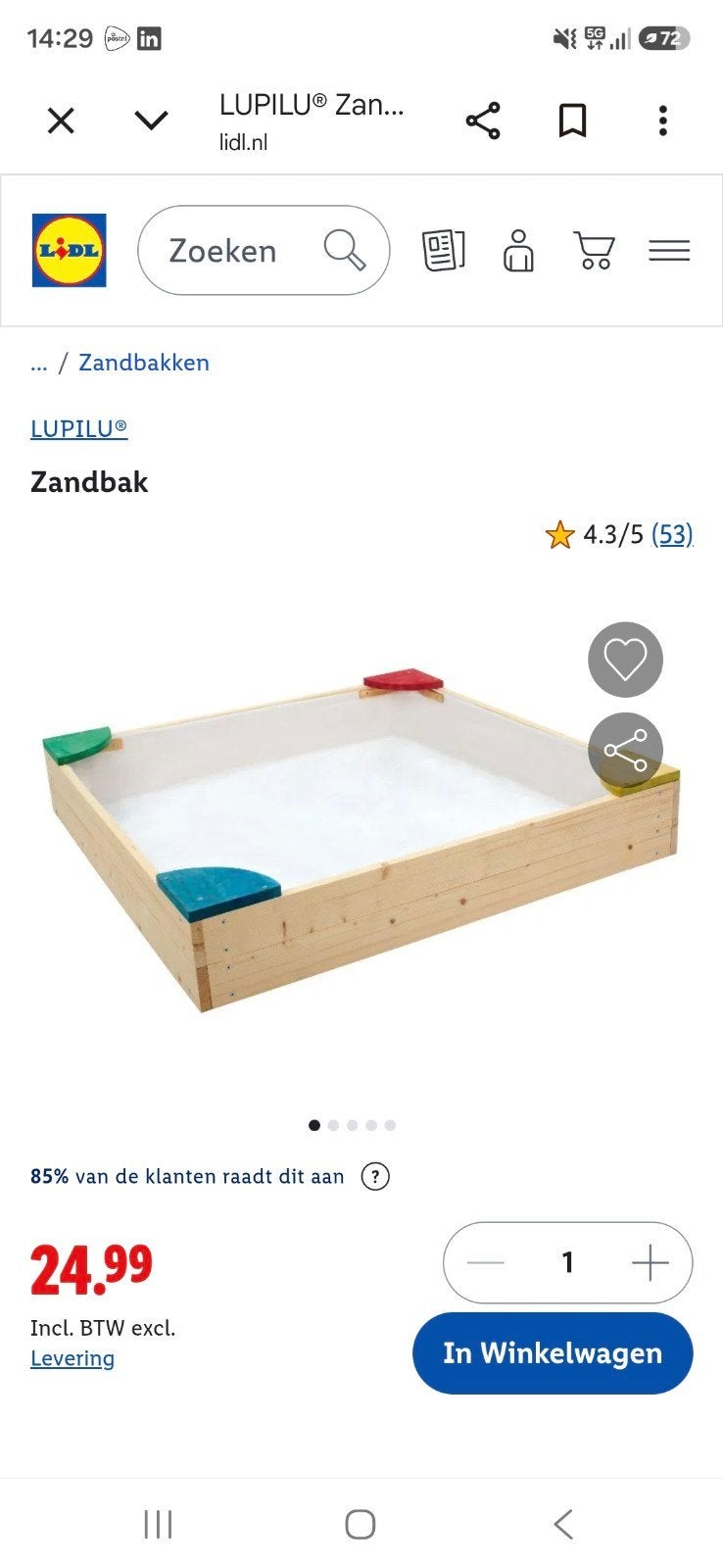 Nieuwe zandbak van Lidl met waterdicht afdekzeil, Ophalen of Verzenden