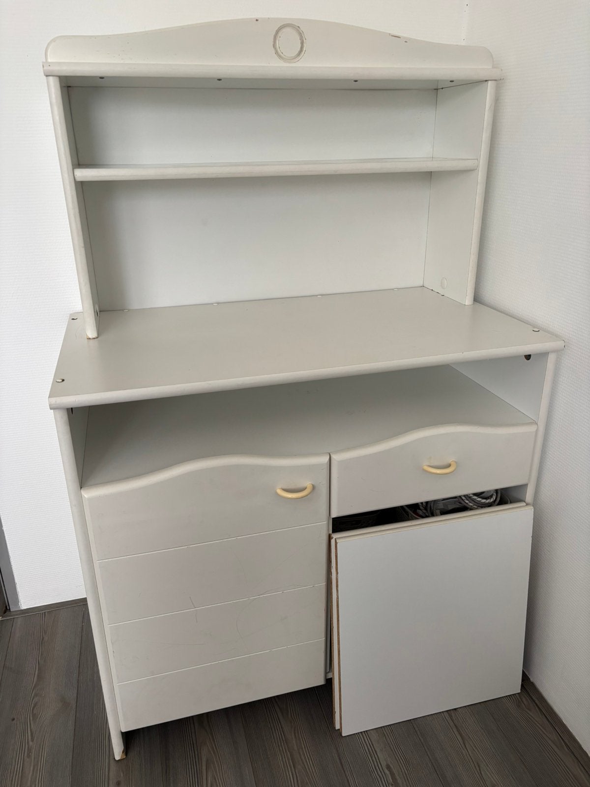 Witte commode/kast met planken en lades, Ophalen, Gebruikt, 50 tot 70 cm, 105 cm of meer