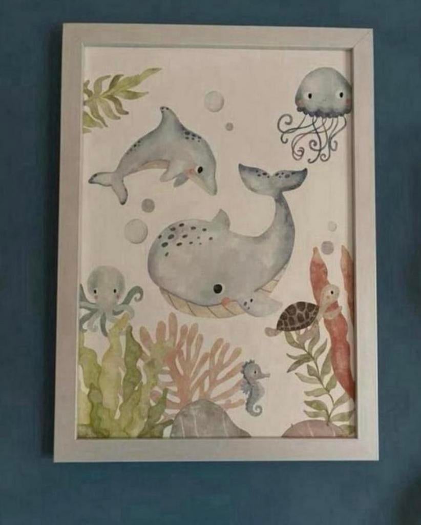 Poster zeedieren/oceaan 20x30 cm, Ophalen of Verzenden, Zo goed als nieuw, Wanddecoratie