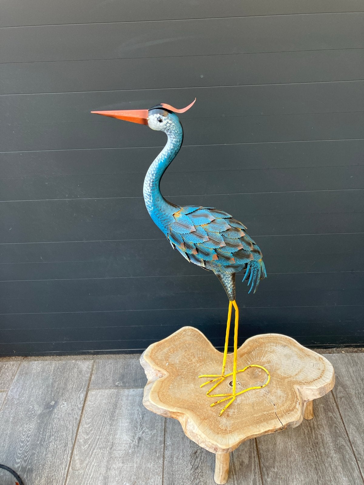 Decoratieve metalen reiger voor tuin of interieur, Ophalen, Meerkleurig, Overige stijlen, Zo goed als nieuw