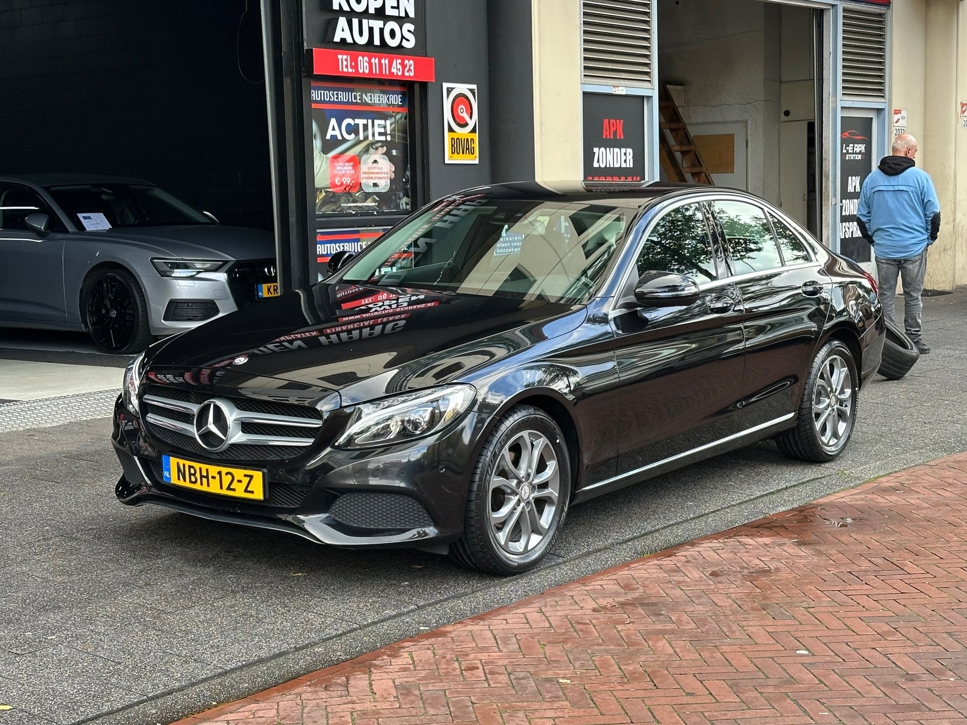 Mercedes-Benz C-klasse 180 Prestige Automaat Leer Navi, Auto's, Automaat, Euro 6, Leder en Stof, Zwart