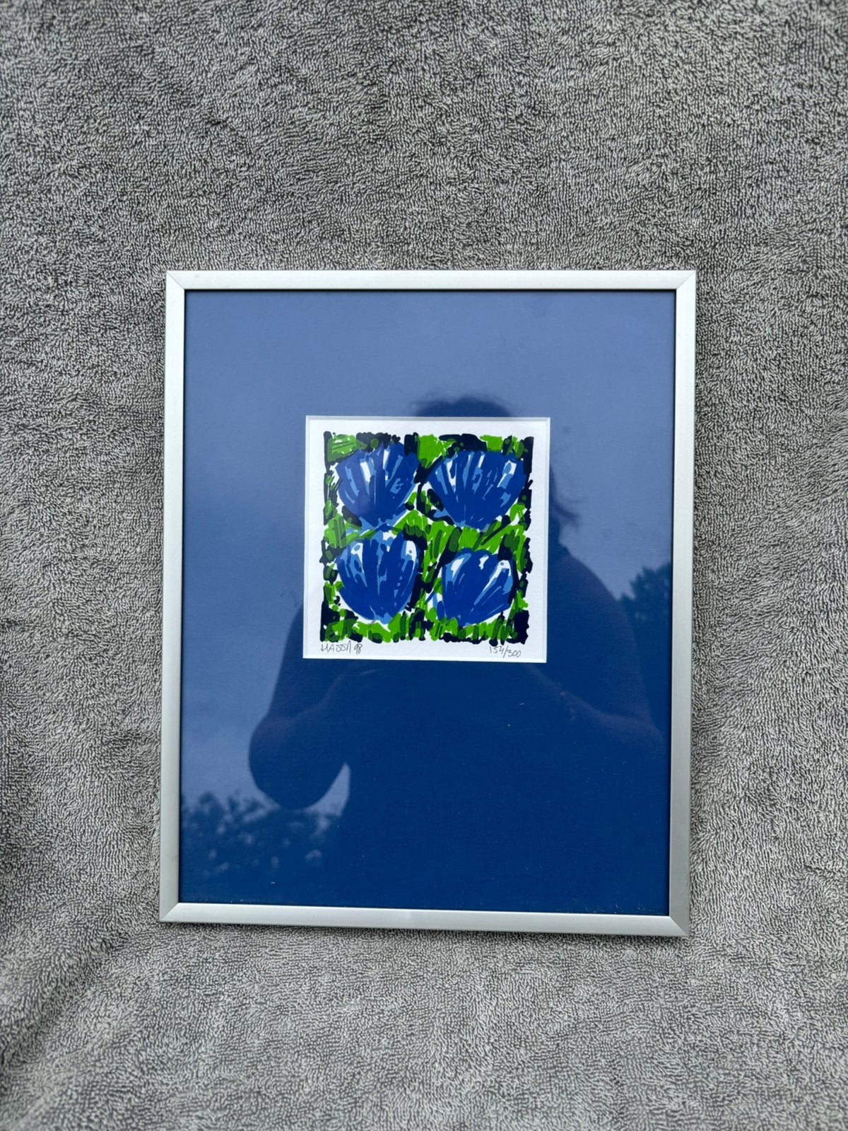 Vintage zeefdruk blauwe tulpen Ad van Hassel, Verzenden
