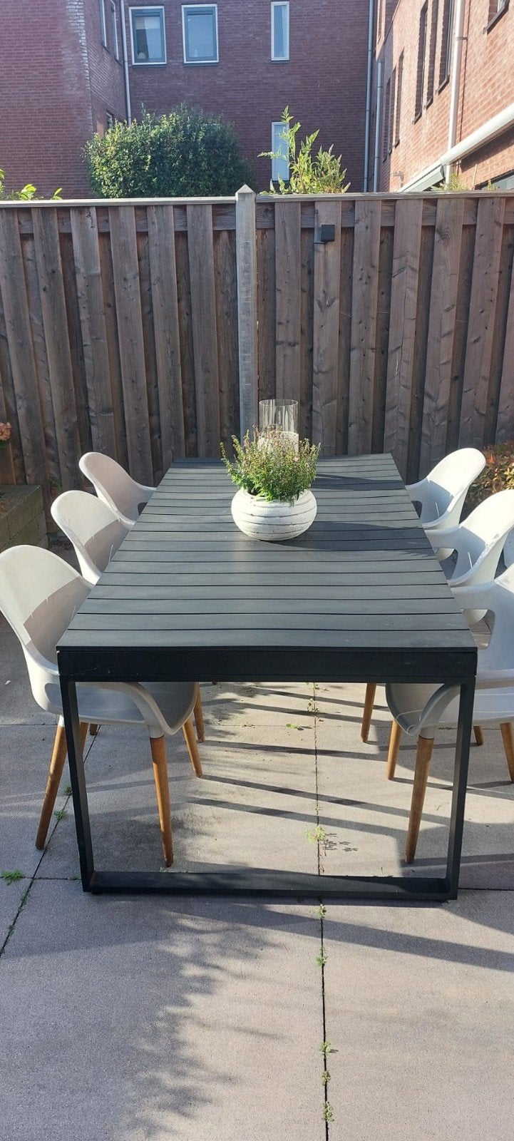 Tuintafel met 6 stoelen, Ophalen, Gebruikt, Rechthoekig, Hout