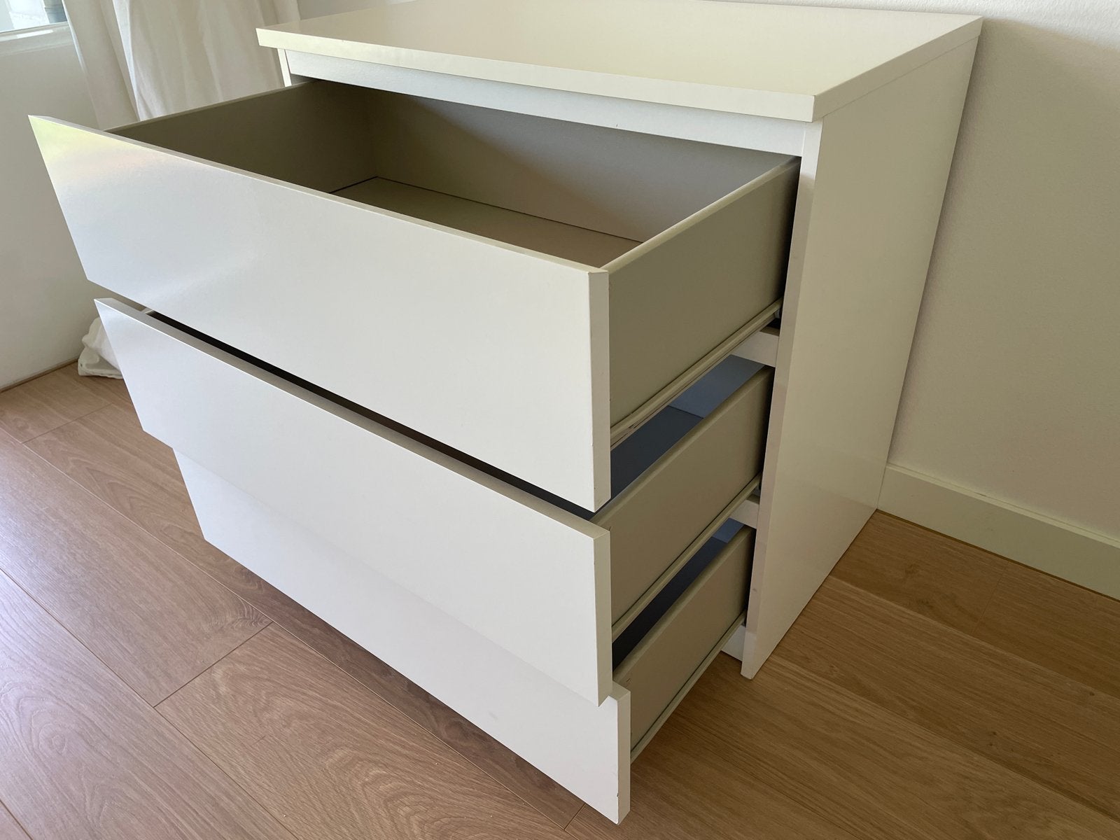 IKEA MALM Ladekast wit, 3 lades, Huis en Inrichting, Kasten | Ladekasten, Ophalen, Gebruikt, 3 of 4 laden, 25 tot 50 cm