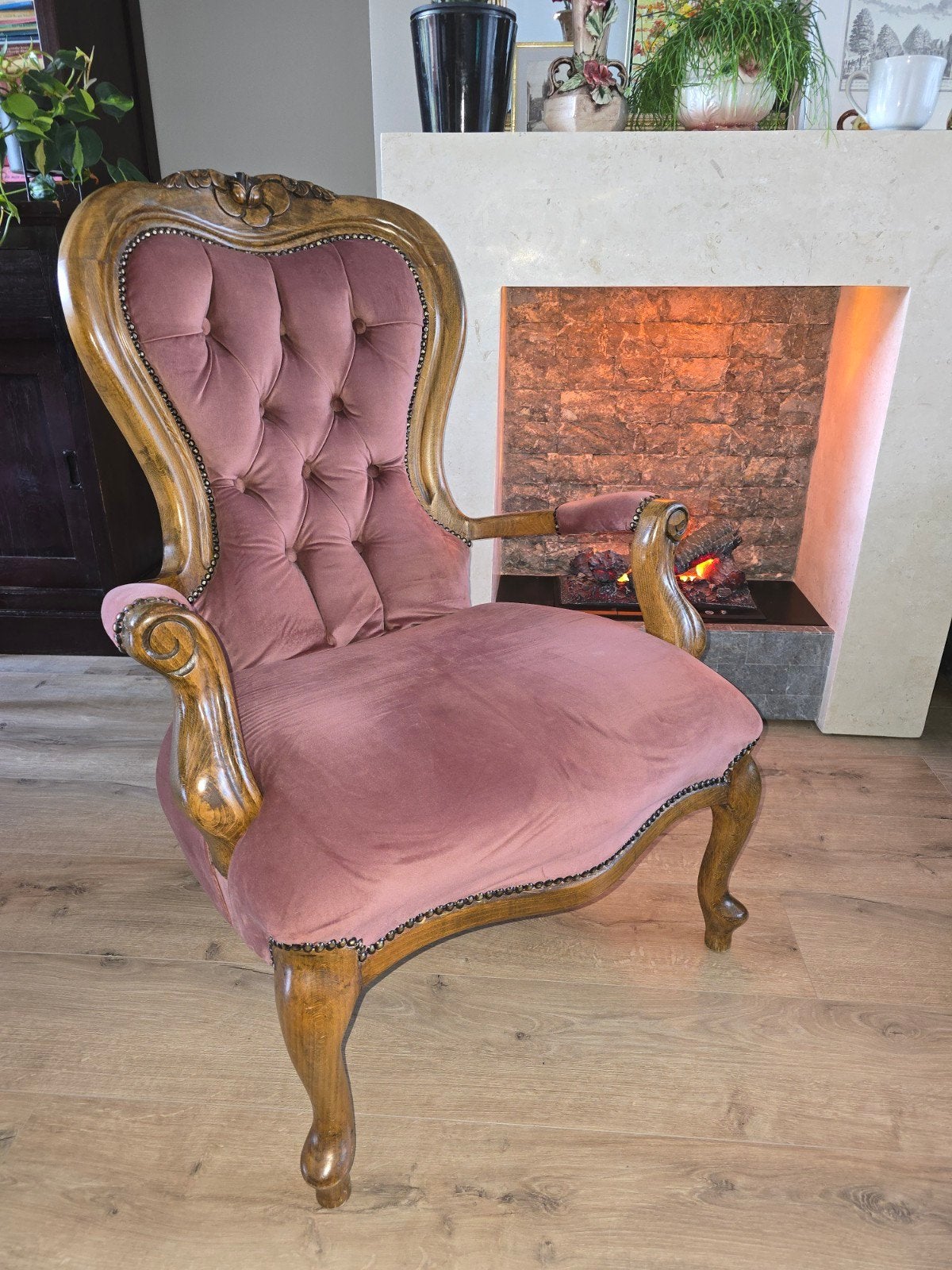 Koninklijke Oudroze Velours Fauteuil (Prinsessen Look!), Ophalen of Verzenden