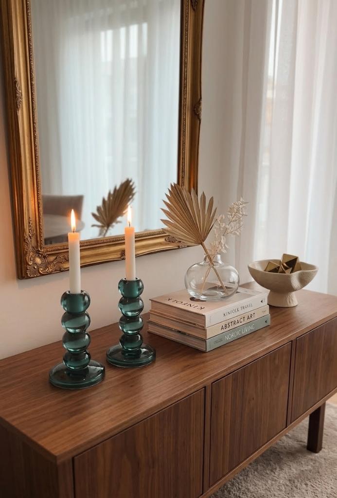 Set van 2 Glazen Kandelaars – Deep Teal / Petrol Groen, Overige materialen, Ophalen of Verzenden, Zo goed als nieuw, Groen