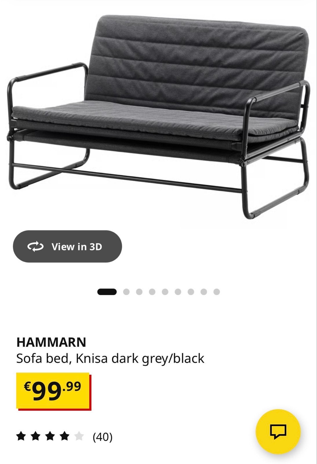 IKEA HAMMARN slaapbank, donkergrijs/zwart, Huis en Inrichting, Slaapkamer | Slaapbanken, Ophalen, Gebruikt, Twijfelaar, 120 cm