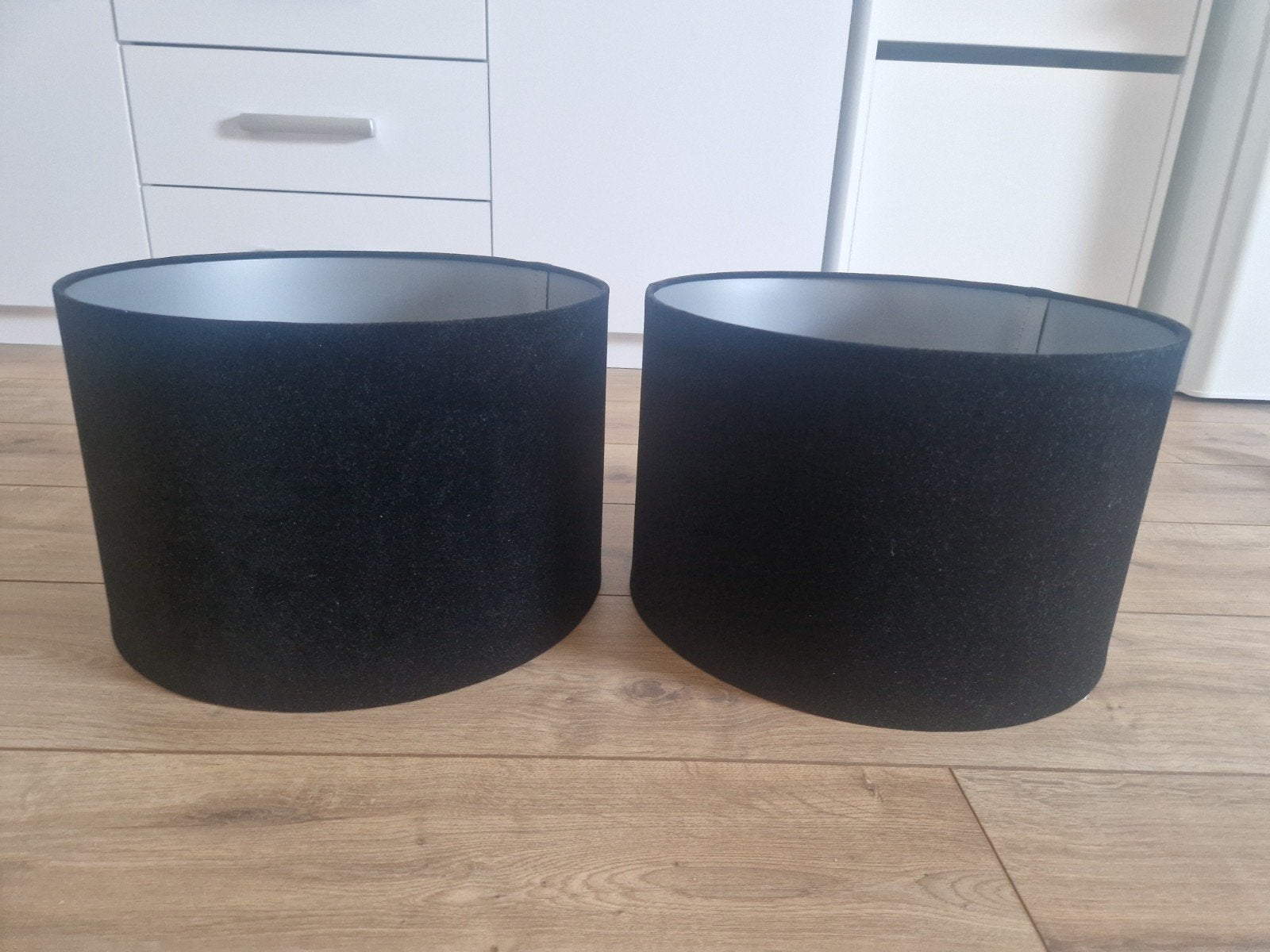 1x Zwarte Velours Lampenkap - Ø 35cm, Ophalen, Zo goed als nieuw, Zwart, Rond