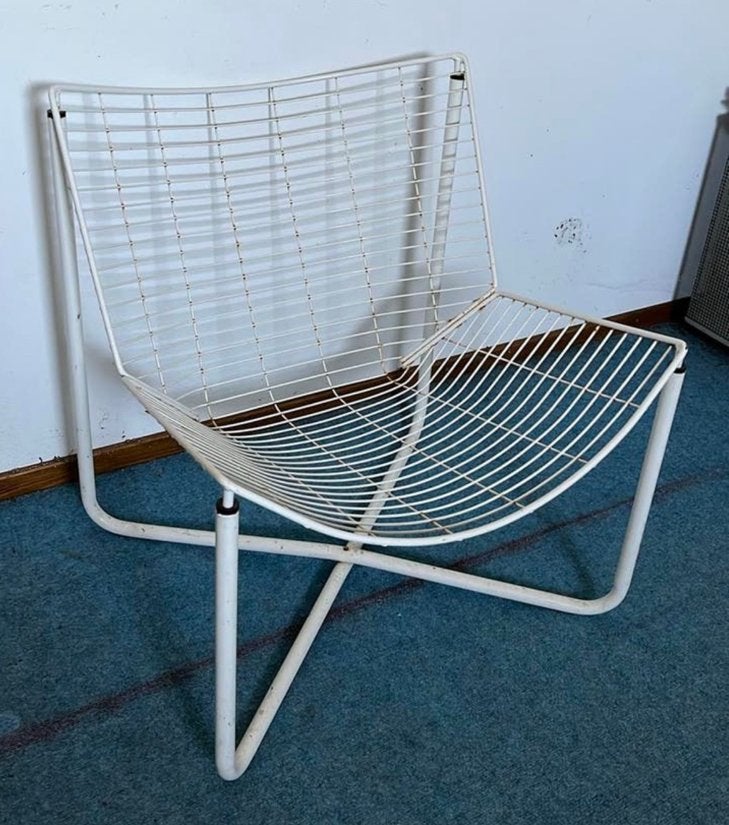 Witte Jaspen draadstoel van Niels Gammelgaard voor IKEA, Ophalen, Retro ikea draadstoel, Gebruikt, Wit