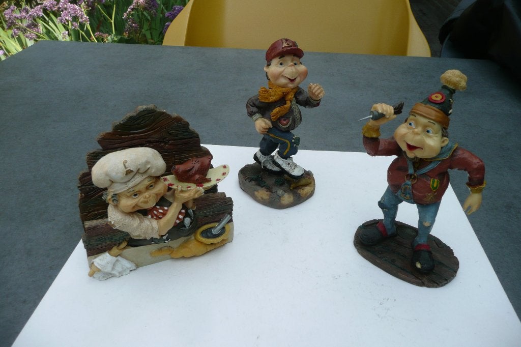 Efteling 3 laaf figuren darter wandelaar kok/servethouder, Verzamelen, Ophalen of Verzenden, Gebruikt, Beeldje of Poppetje