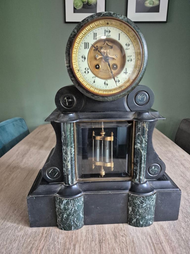 Antieke Franse Marmeren Pendule Klok, Ophalen