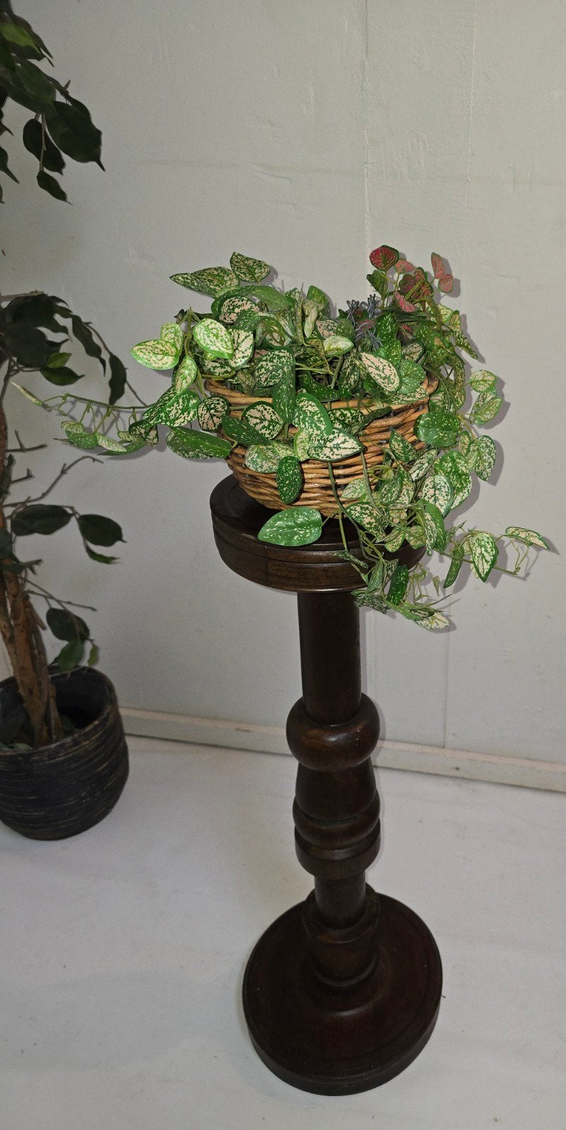 Vintage houten kandelaar plantentafeltje pilaar zuil eikenho, Huis en Inrichting, Woonaccessoires | Zuilen en Pilaren, Ophalen