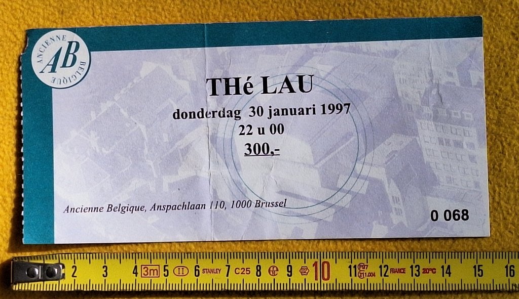THÉ LAU 30 jan.1997 ticket Ancienne Belgique, Ophalen of Verzenden, Zo goed als nieuw, Foto of Kaart