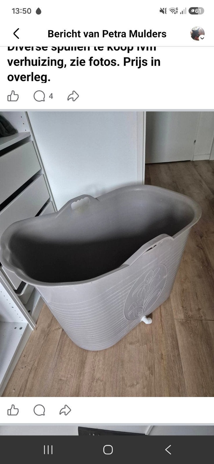 Flexibel douchebad, Ophalen, Bad