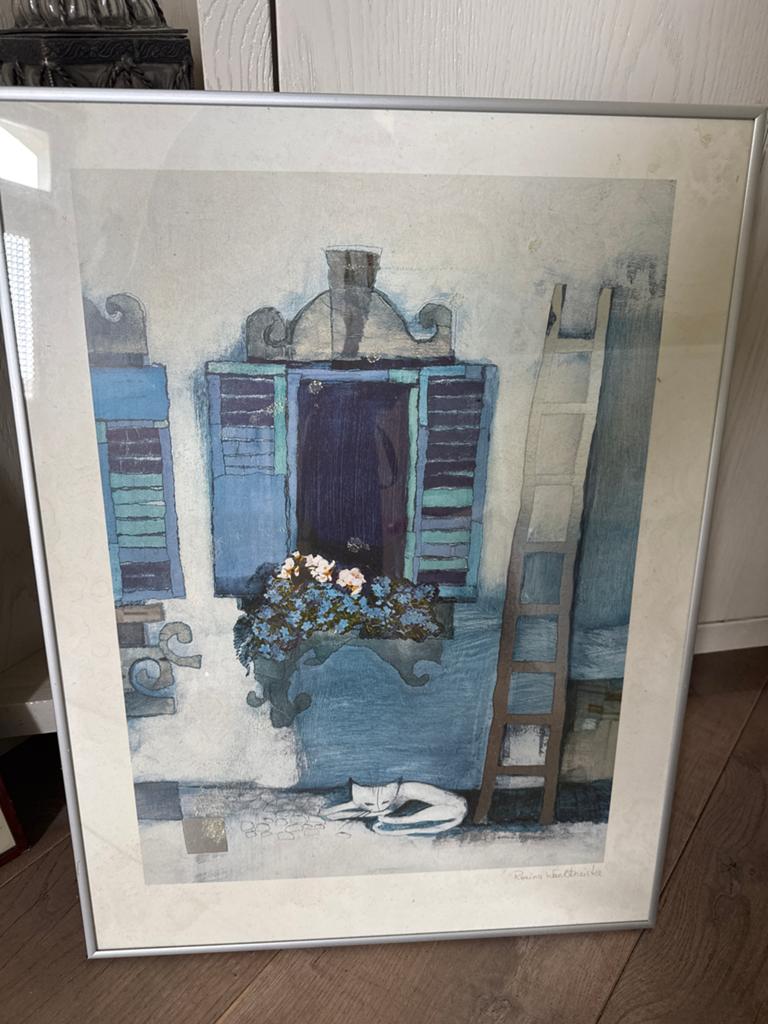 Rosina Wachtmeister Kat in Venetië ingelijste print, Antiek en Kunst, Ophalen