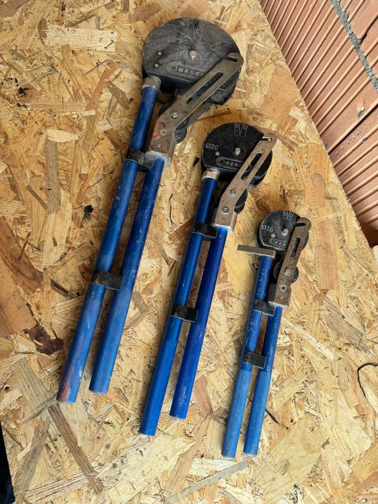 Henco buigijzers set (3 stuks) voor 16, 20, 26mm buis, Ophalen of Verzenden, Gebruikt