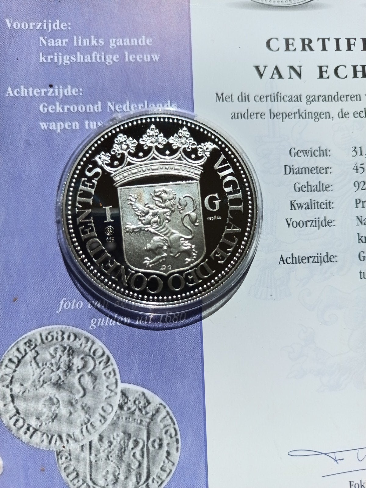 Provinciale Gulden 1680 - Leeuw 1 oz zilver 925, Ophalen of Verzenden, Zuid-Amerika, Zilver