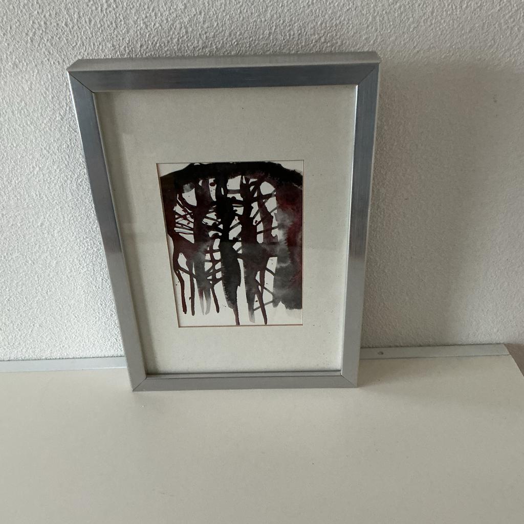 Ingelijst abstracte penseeltekening.Ad Arma., Ophalen of Verzenden