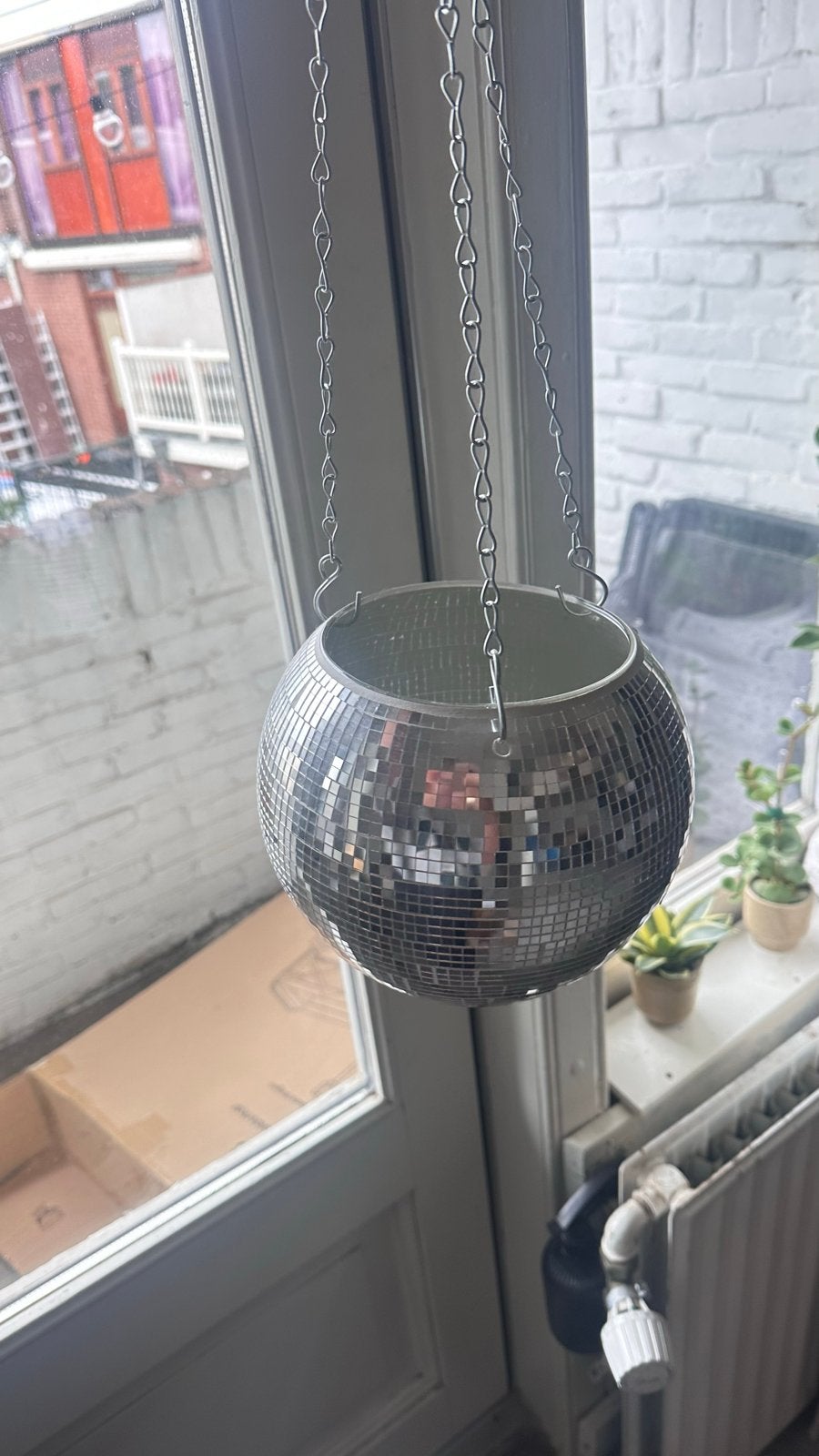 Discobal hangende plantenpot, Ophalen, Nieuw, Zilver, Metaal