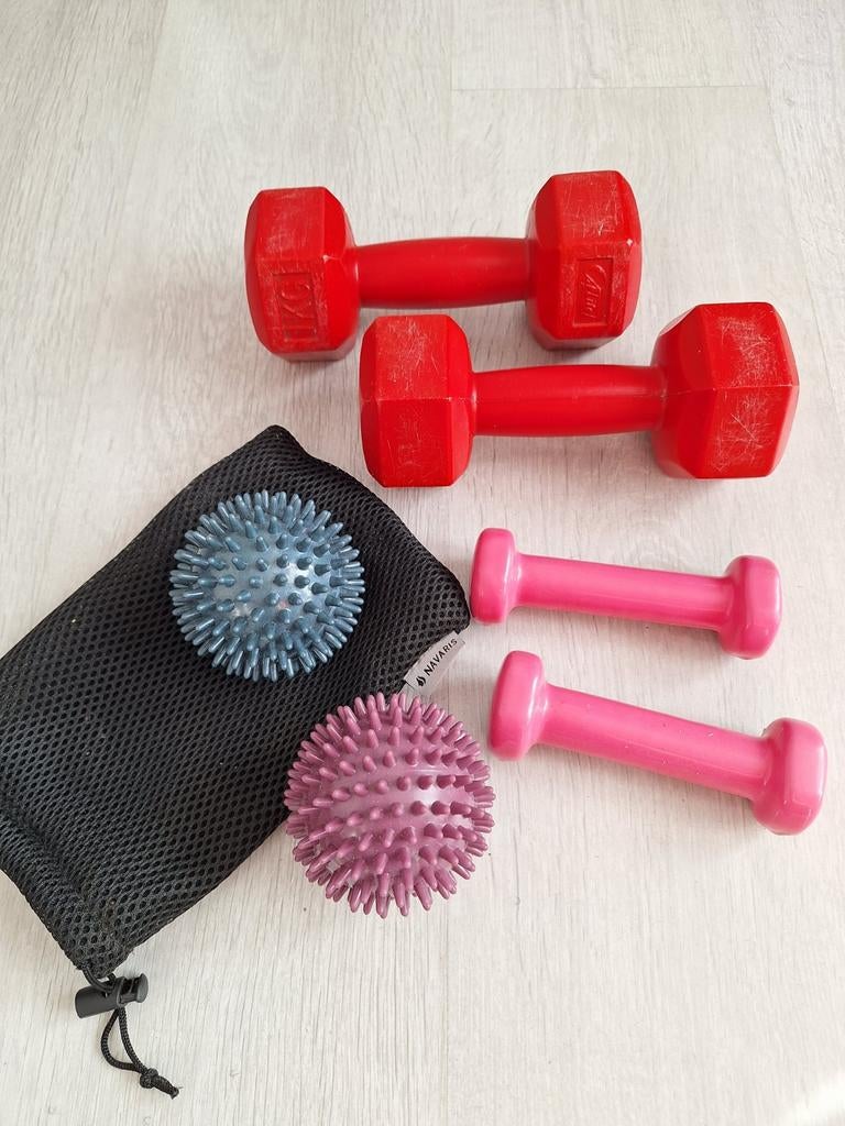 2 sets dumbbells en 2 massage ballen, Ophalen of Verzenden, Dumbbell