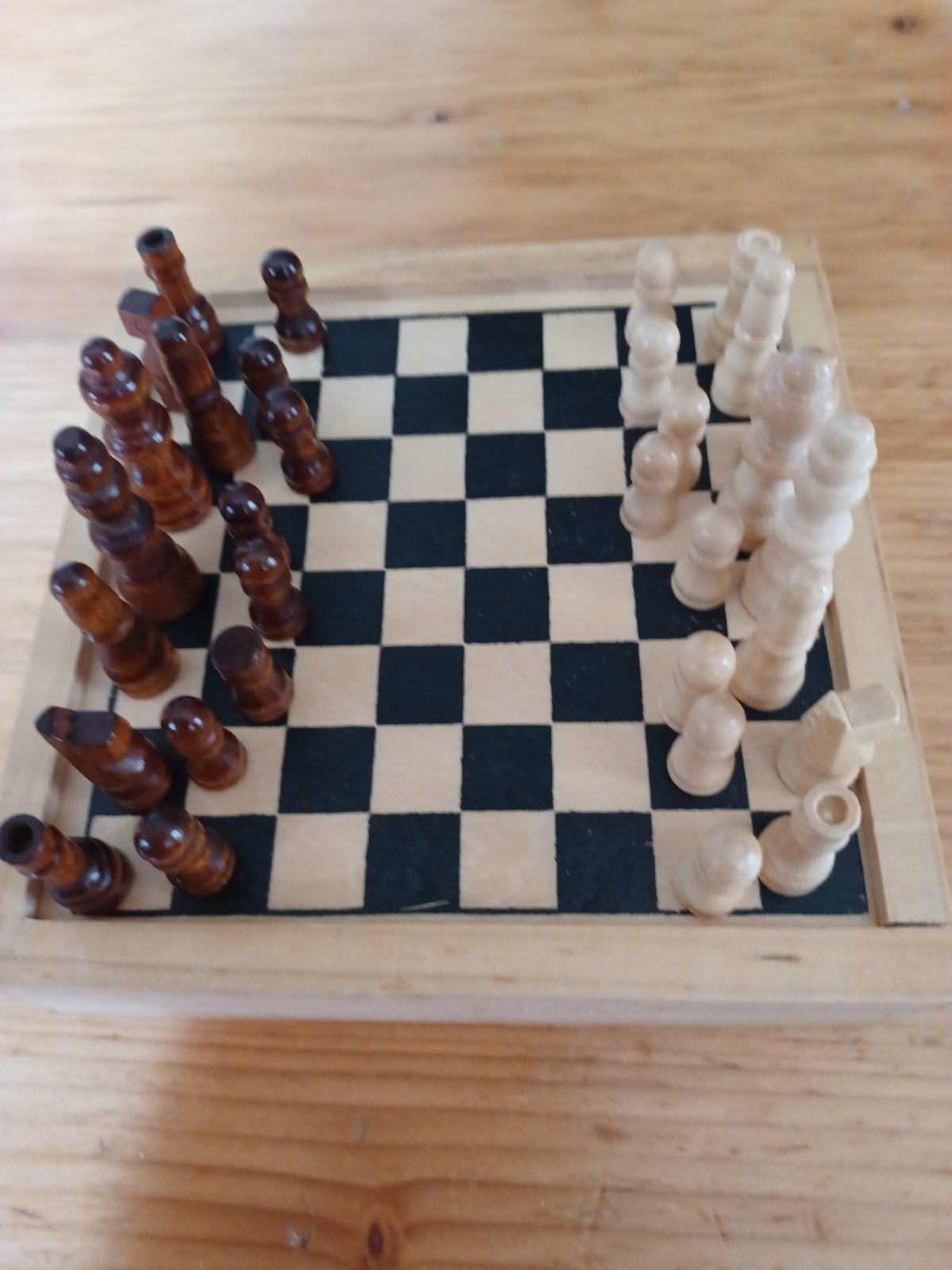 Houten Reis Schaakspel  Compact en Compleet, Een of twee spelers, Ophalen of Verzenden, Reisspel