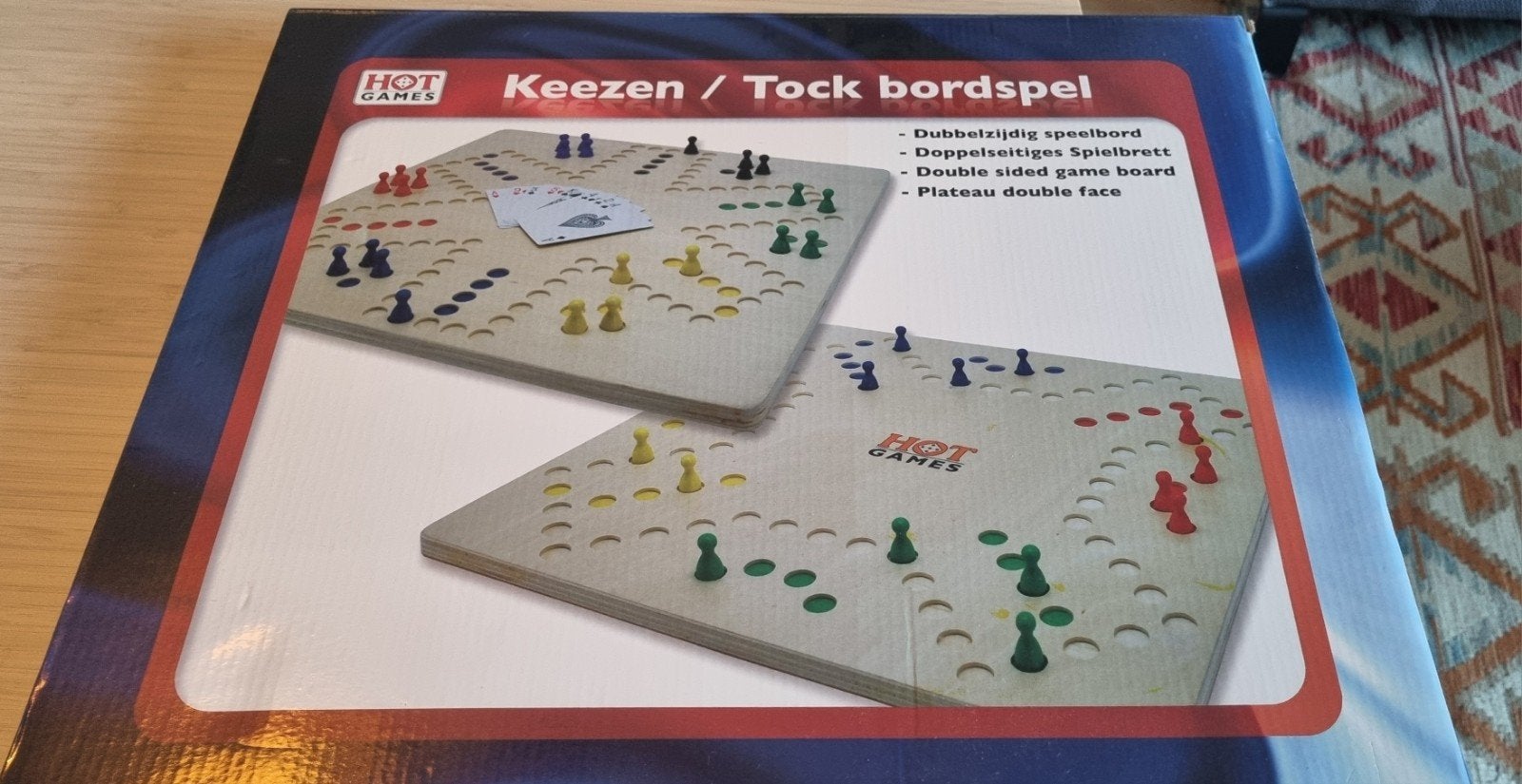 Keezen / Tock bordspel - Dubbelzijdig speelbord, Hobby en Vrije tijd, Gezelschapsspellen | Bordspellen, Ophalen, Nieuw