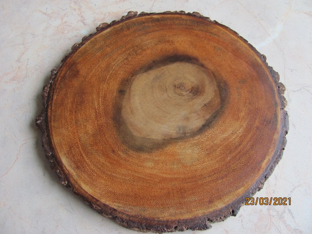 NIEUW Fair Trade KINTA hout ONDERZETTER boomschijf acacia 18, Hout, Nieuw, Handgemaakt, Overige typen