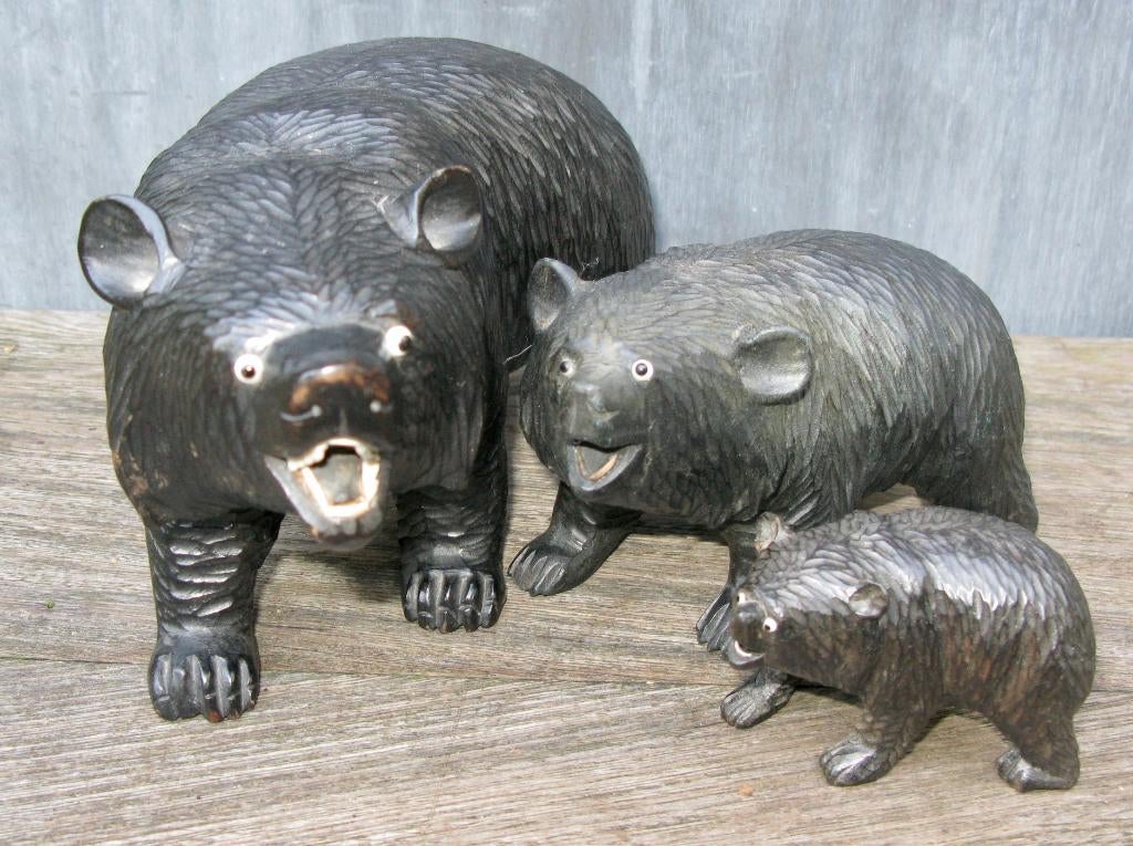 3 BEREN HOUTSNIJWERK SCHWARZWALD/ZWITSERLAND, Antiek en Kunst, Kunst | Beelden en Houtsnijwerken, Houtsnijwerk, Minder dan 20 cm