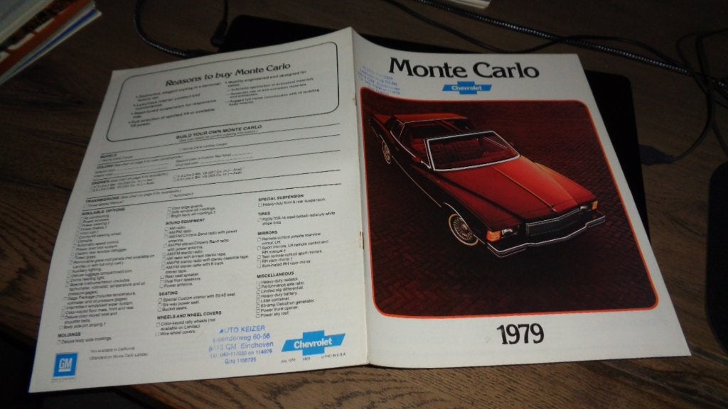 USA Folder CHEVROLET MONTE CARLO   1979, Ophalen of Verzenden, Nieuw, Chevrolet