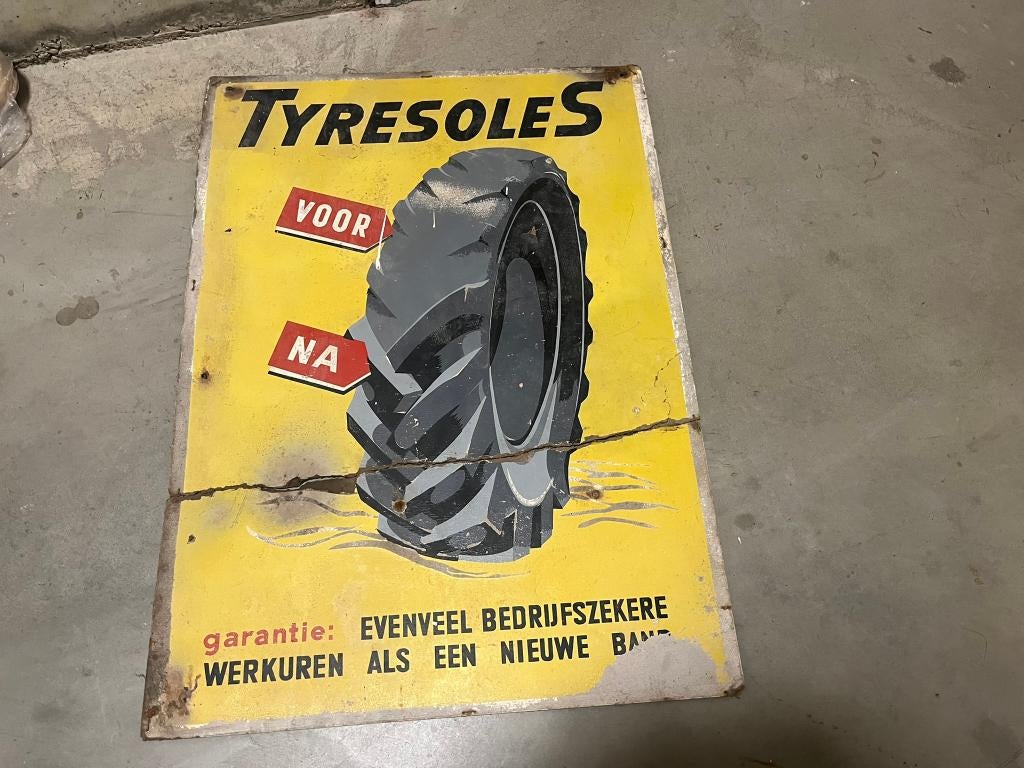 Reclamebord Tyresoles Banden, Ophalen of Verzenden, Gebruikt, Reclamebord