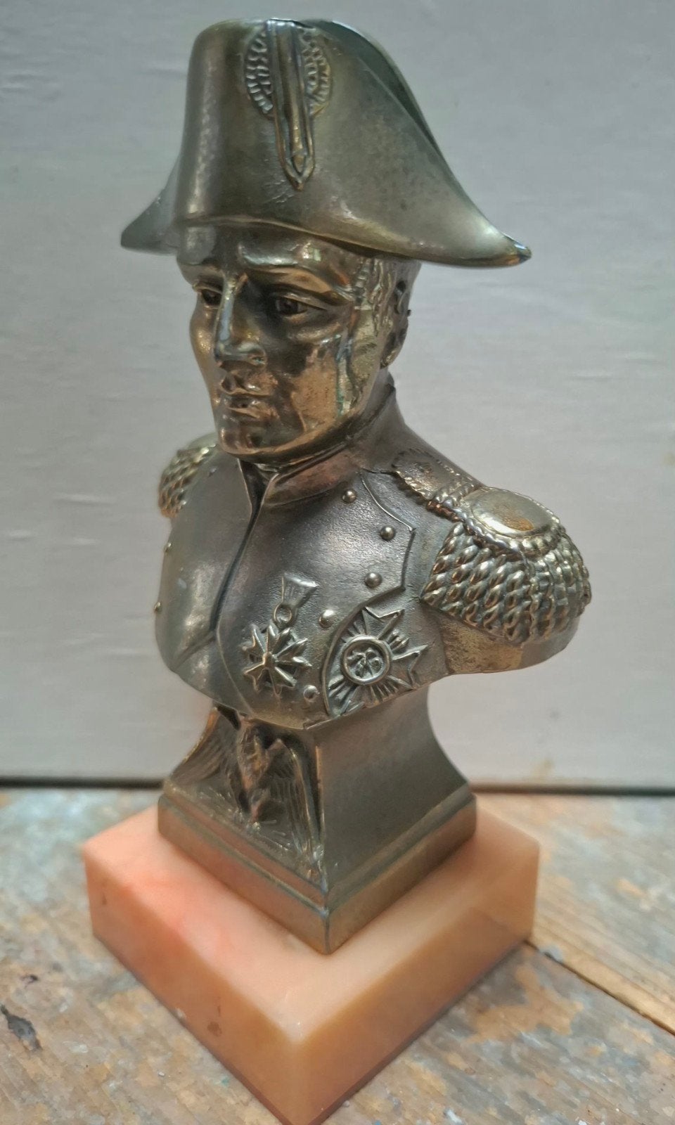 Bronzen buste Napoleon op marmeren voetstuk, 6x9 cm, Antiek en Kunst, Ophalen of Verzenden