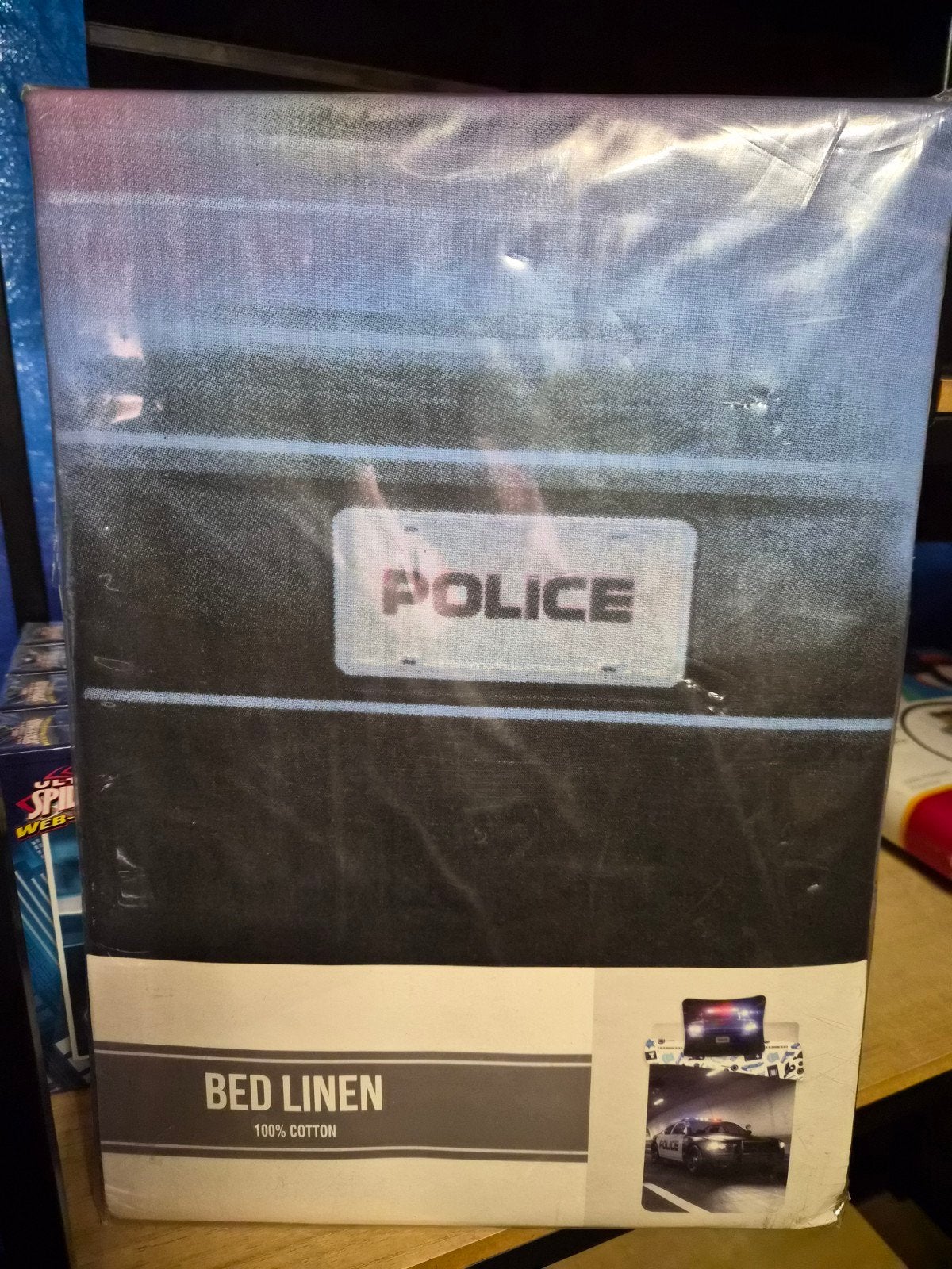 Eenpersoons Dekbedovertrek Politie Auto 100% Katoen, Eenpersoons, Zwart, Dekbedovertrek, Nieuw
