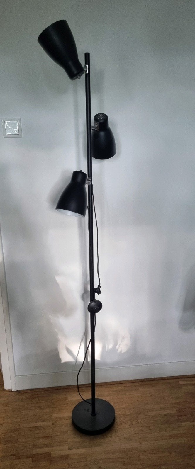 Zwarte vloerlamp met 3 verstelbare spots, Ophalen, Gebruikt, E14 (klein), Metaal