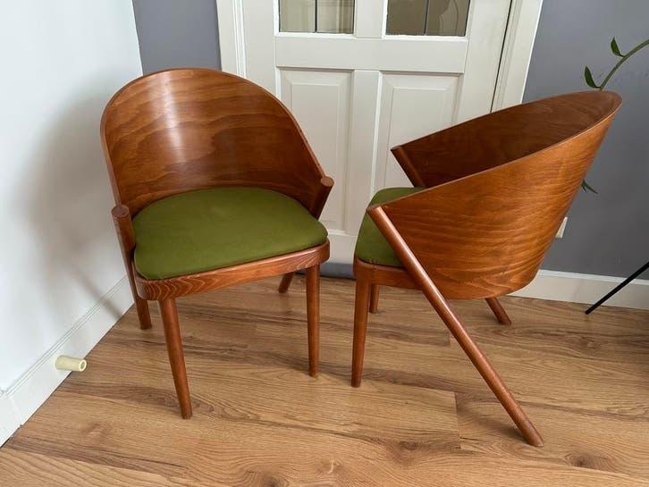 2 x Vintage stoelen, Huis en Inrichting, Stoelen, Ophalen, Gebruikt, Twee, Bruin