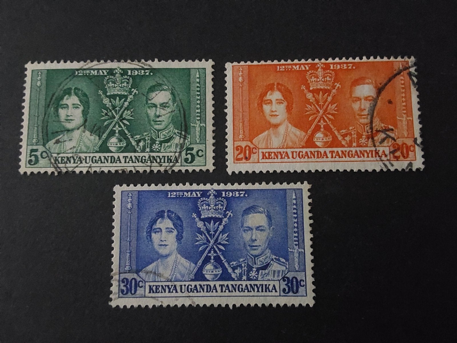 Kenia-Uganda-Tanganyika, SG 128 t/m 130, Verzenden, Gestempeld