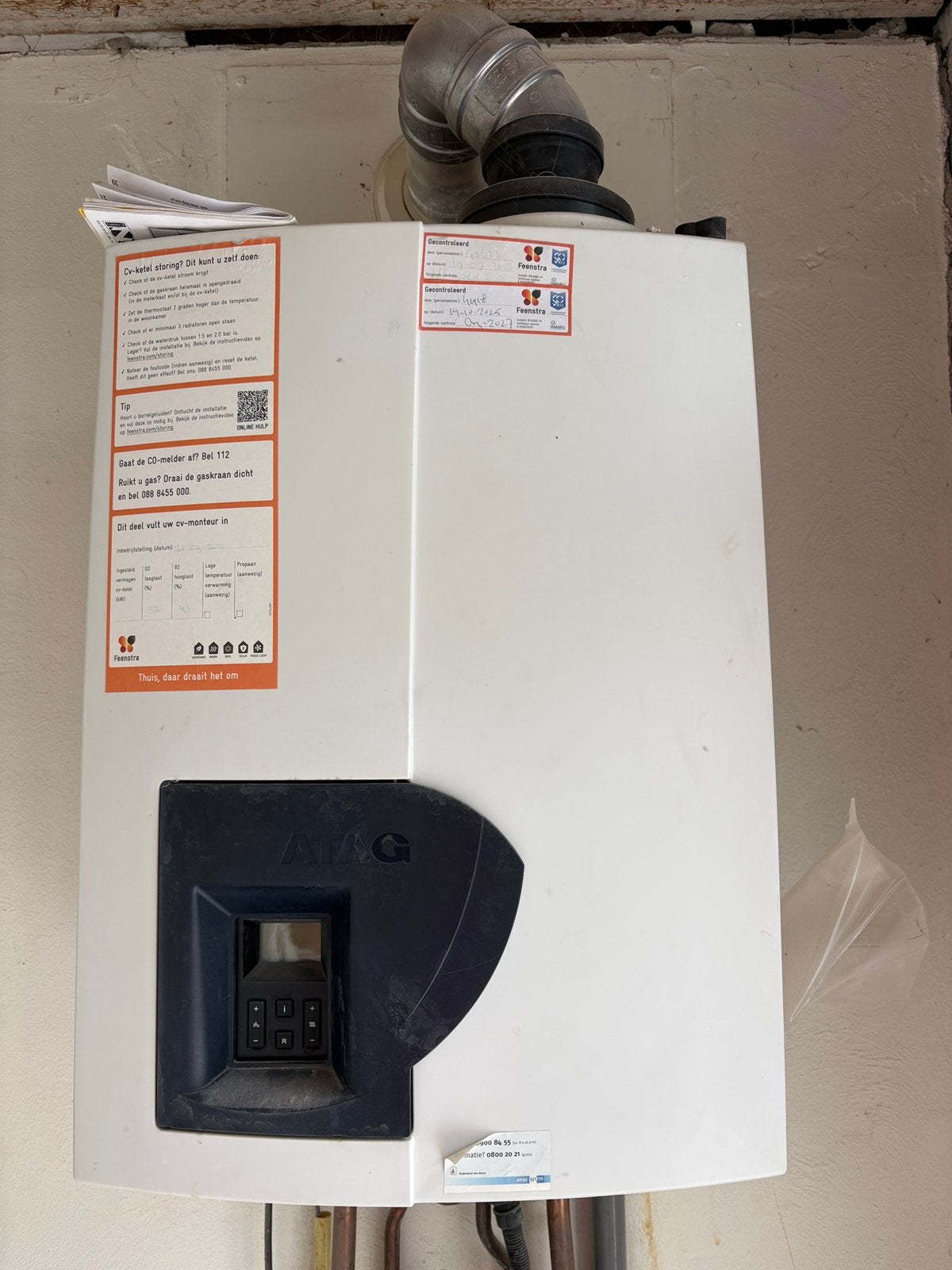 ATAG CV Ketel - Jaarlijks onderhouden door Feenstra, Doe-het-zelf en Verbouw, Ophalen, Geiser, Zo goed als nieuw, Minder dan 20 liter