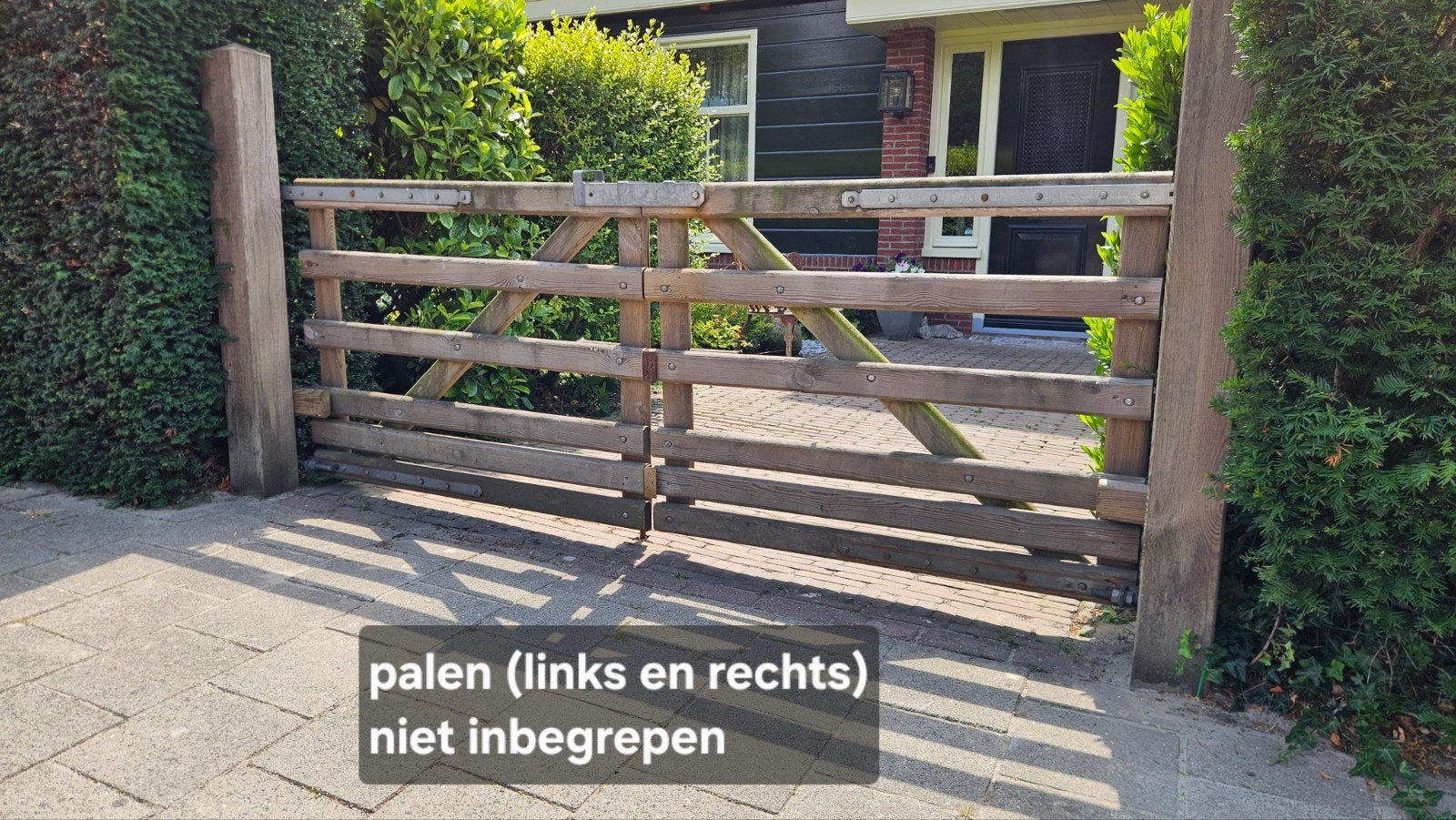 Klokgave Engelse weidepoort dubbel (2,60 m) incl. zwaar besl, Ophalen, Gebruikt, Hout, Tuinhek