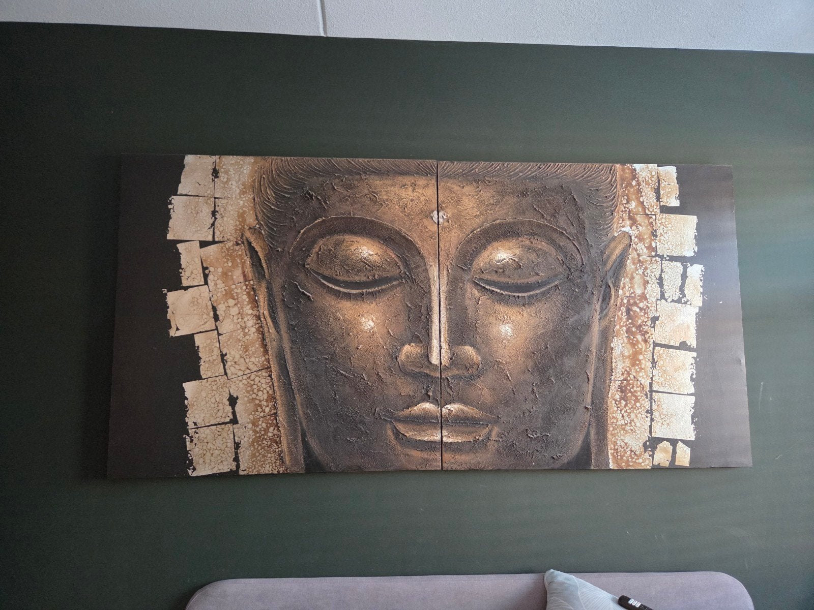 Groot Boeddha tweeluik schilderij - 200x100cm, Ophalen, Acrylverf, Overige stijlen, Doek