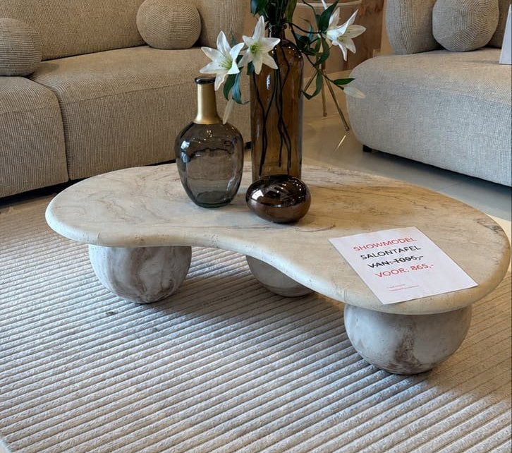 Nieuwe Travertin look salontafel, Ophalen, Overige materialen, 100 tot 150 cm, Nieuw