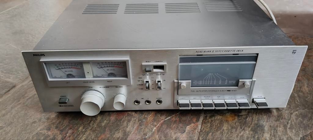 Philips N5361 Mark II Hifi Cassette Deck - Werkt!, Ophalen of Verzenden, Enkel, Philips, Tape counter