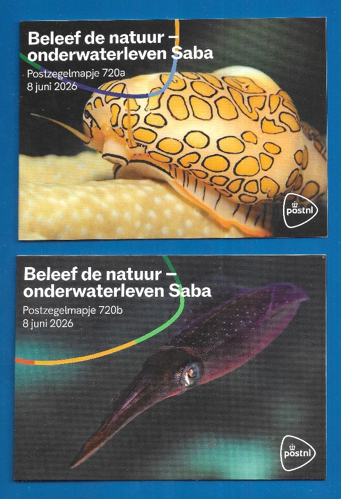 Postzegelmapje 720 A&B Beleef de Natuur Onderwaterleven Saba, Postzegels en Munten, Verzenden, Na 1940, Postfris
