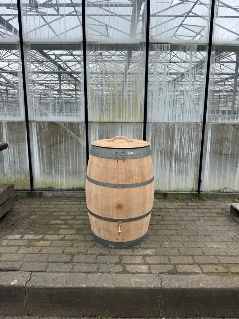 Eikenhouten Wijnvat 225L / Regenton / Statafel / Plantenbak, Tuin en Terras, 150 liter of meer, Ophalen, Hout