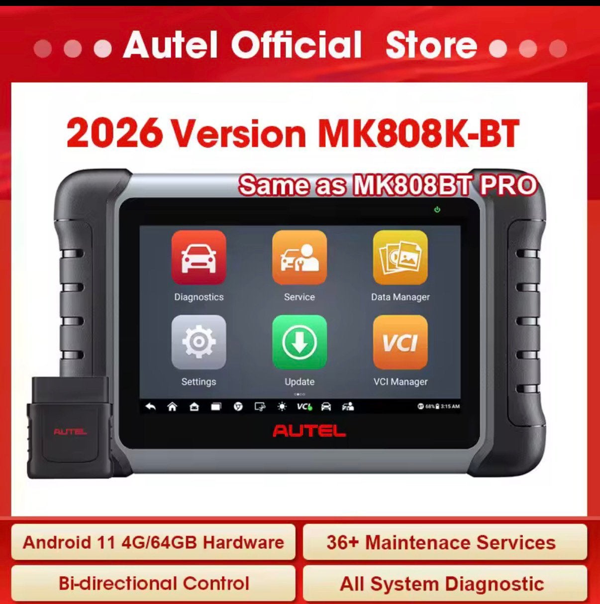 Autel MaxiCOM MK808K-BT Diagnose, Ophalen of Verzenden