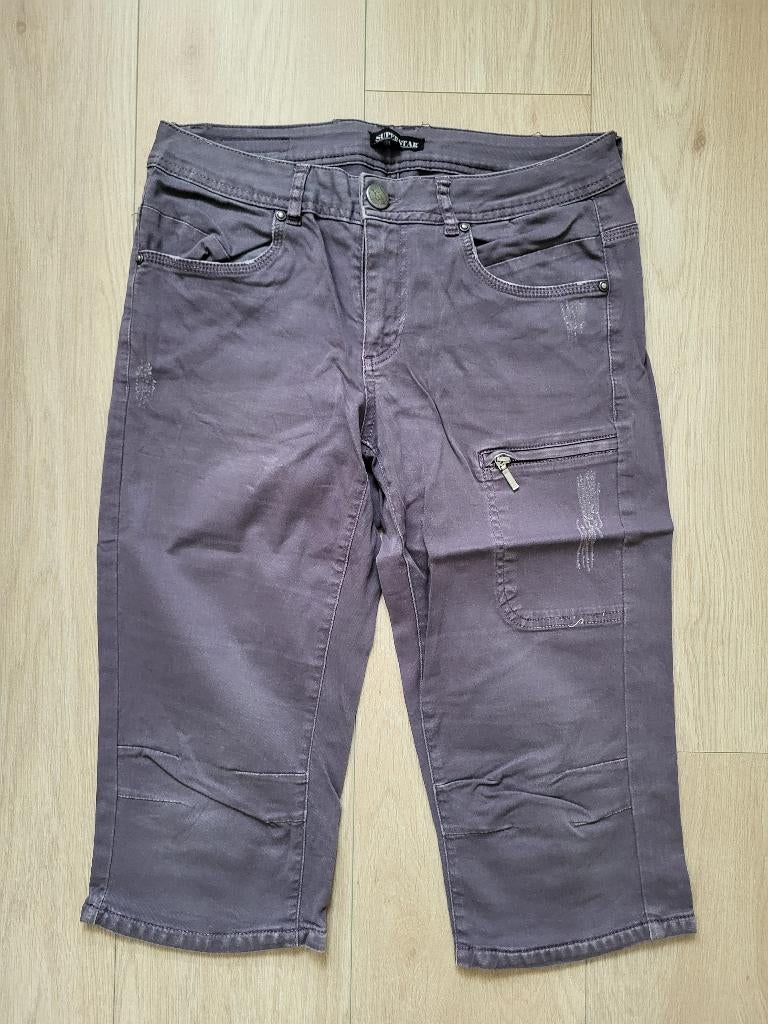 Superstar 3/4 driekwart broek, lila paars, mt 38, zgan, Maat 38/40 (M), Paars, Ophalen of Verzenden, Zo goed als nieuw