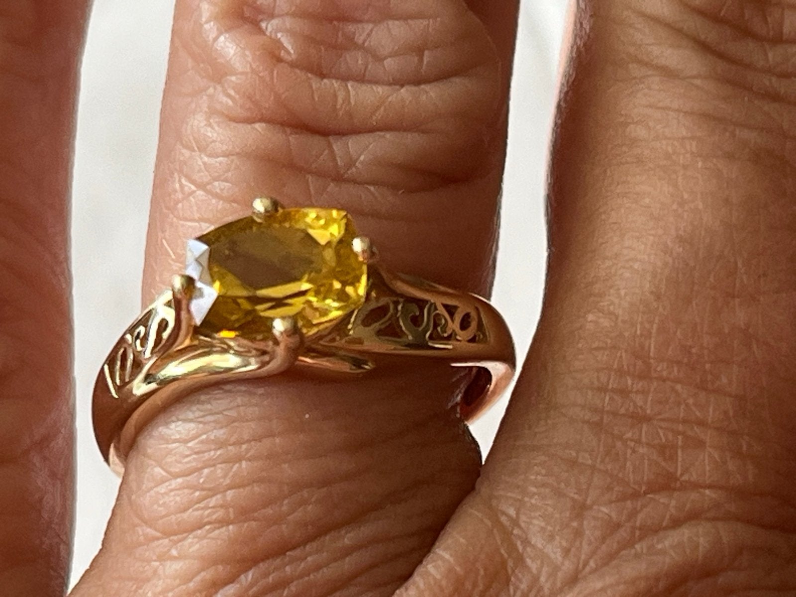 Gouden ring met natuurlijke Citrien - 14 CT (585), 18 tot 19, Verzenden, Zo goed als nieuw, Met edelsteen